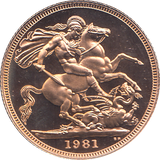 1981 GOLD SOVEREIGN ( PROOF ) - SOVEREIGN - Cambridgeshire Coins