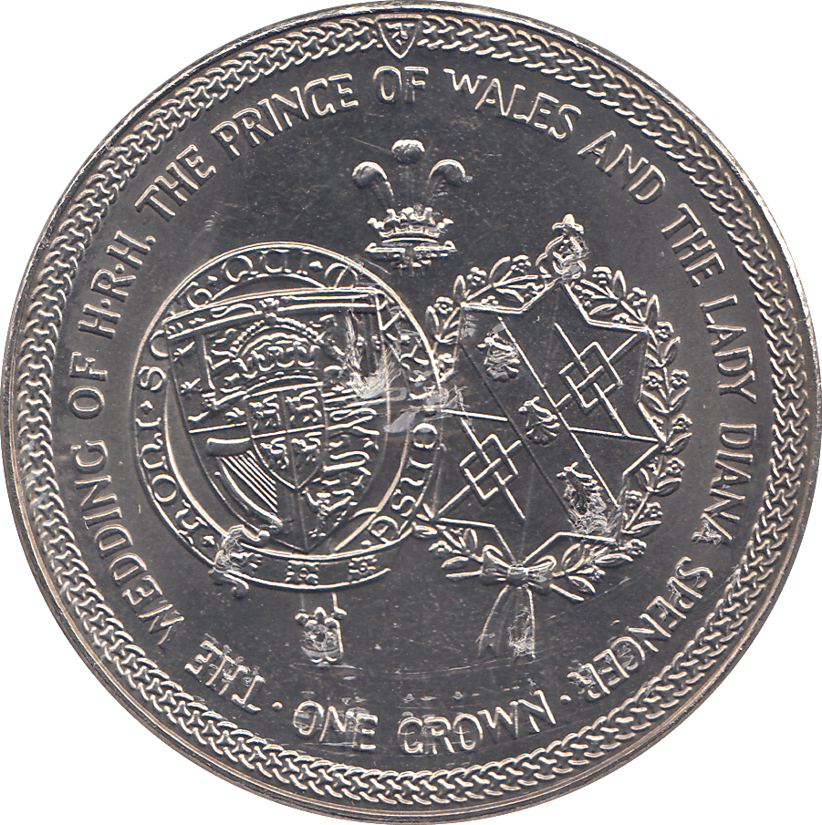 1981 ONE CROWN WEDDING OF THE PRINCE OF WALES AND LADY DIANA - WORLD COINS - Cambridgeshire Coins