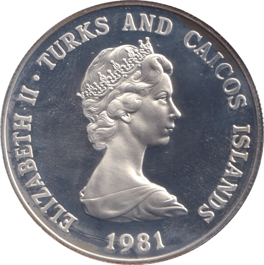 1981 SILVER PROOF 10 CROWNS ROYAL WEDDING TURKS AND CAICOS ISLANDS - SILVER WORLD COINS - Cambridgeshire Coins