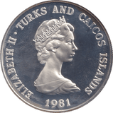 1981 SILVER PROOF 10 CROWNS ROYAL WEDDING TURKS AND CAICOS ISLANDS - SILVER WORLD COINS - Cambridgeshire Coins