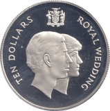 1981 SILVER PROOF 10 DOLLAR ROYAL WEDDING JAMAICAN - SILVER WORLD COINS - Cambridgeshire Coins