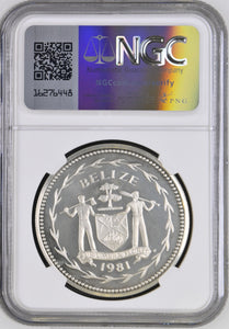 1981 SILVER PROOF $10 ROSEATE SPOONBILL BELIZE ( NGC ) PF 67 ULTRA CAMEO - NGC SILVER COINS - Cambridgeshire Coins