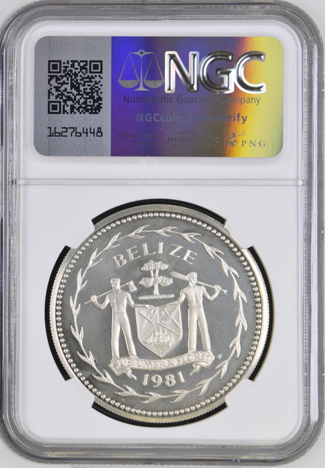 1981 SILVER PROOF $10 ROSEATE SPOONBILL BELIZE ( NGC ) PF 67 ULTRA CAMEO - NGC SILVER COINS - Cambridgeshire Coins