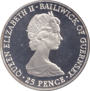 1981 SILVER PROOF 25 PENCE GUERNSEY - SILVER WORLD COINS - Cambridgeshire Coins