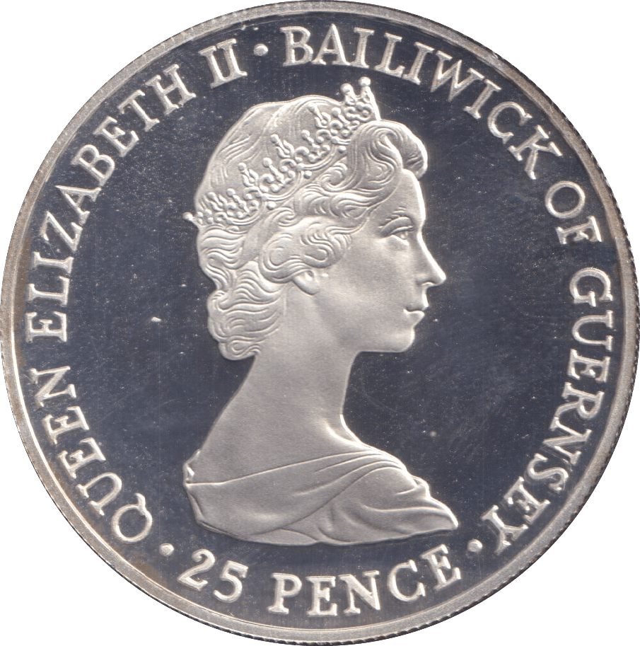 1981 SILVER PROOF 25 PENCE GUERNSEY - SILVER WORLD COINS - Cambridgeshire Coins