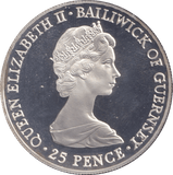 1981 SILVER PROOF 25 PENCE GUERNSEY - SILVER WORLD COINS - Cambridgeshire Coins