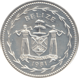 1981 SILVER PROOF 5 CENT BELIZE - SILVER WORLD COINS - Cambridgeshire Coins
