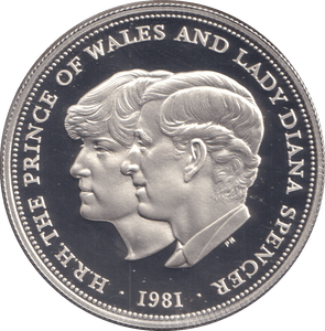 1981 SILVER PROOF 5 SHILLINGS PRINCE OF WALES AND LADY DIANA (Copy) - SILVER WORLD COINS - Cambridgeshire Coins