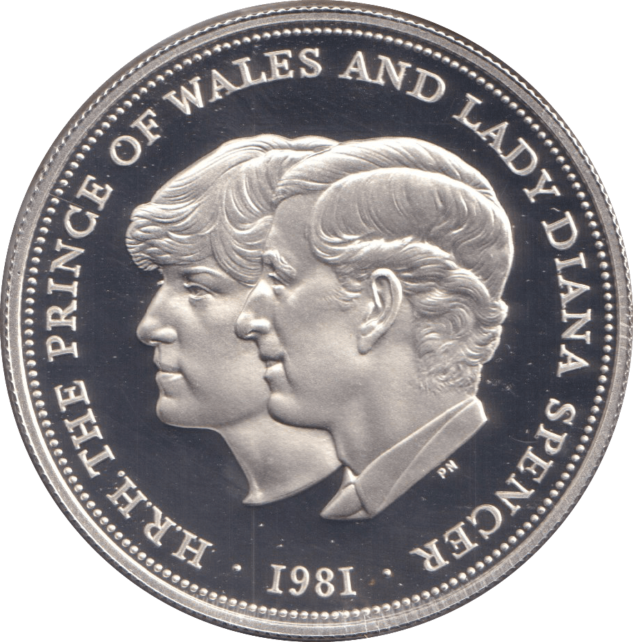 1981 SILVER PROOF 5 SHILLINGS PRINCE OF WALES AND LADY DIANA (Copy) - SILVER WORLD COINS - Cambridgeshire Coins