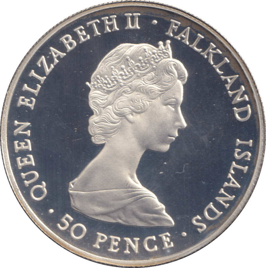 1981 SILVER PROOF 50 PENCE FALKLAND ISLANDS - SILVER WORLD COINS - Cambridgeshire Coins