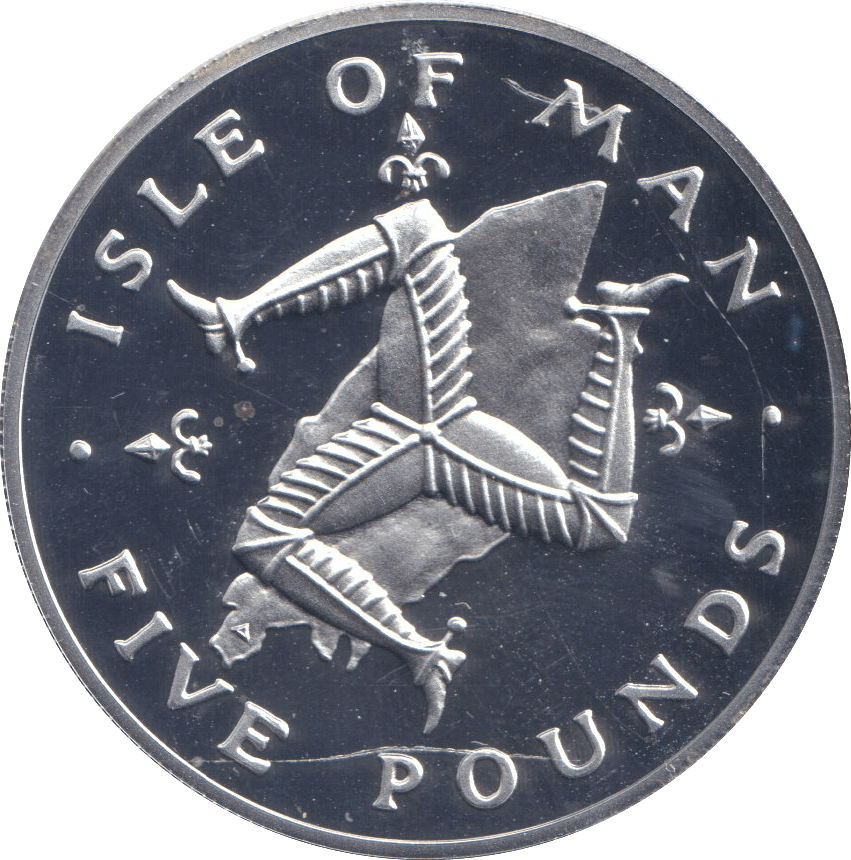 1981 SILVER PROOF FIVE POUND ISLE OF MAN - SILVER WORLD COINS - Cambridgeshire Coins