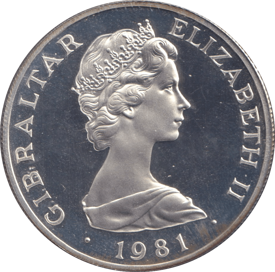 1981 SILVER PROOF ONE CROWN GIBRALTAR - SILVER WORLD COINS - Cambridgeshire Coins