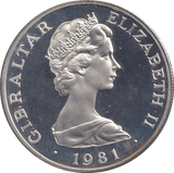 1981 SILVER PROOF ONE CROWN GIBRALTAR - SILVER WORLD COINS - Cambridgeshire Coins