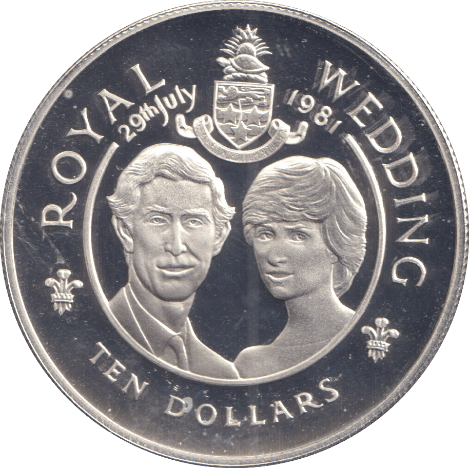 1981 TEN DOLLARS CAYMAN ISLANDS WEDDING OF PRINCE CHARLES AND LADY DIANA - SILVER WORLD COINS - Cambridgeshire Coins