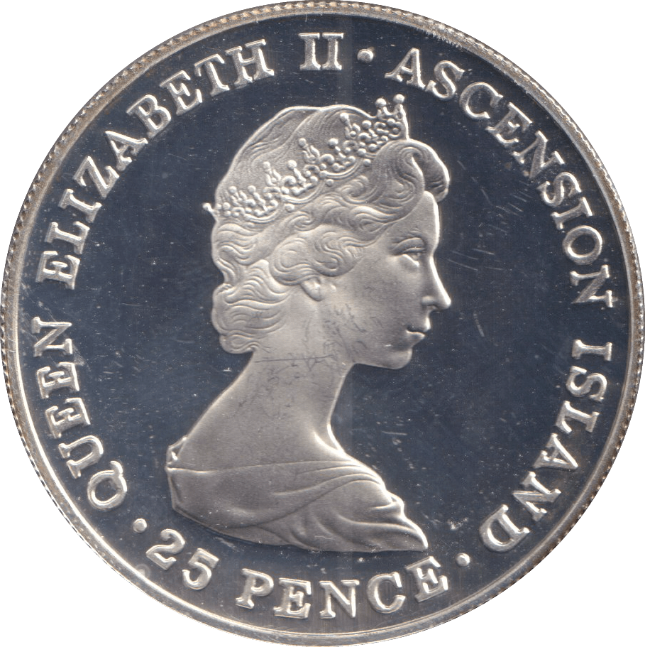 1981 TWENTY FIVE PENCE ASCENSION ISLANDS WEDDING OF PRINCE CHARLES AND LADY DIANA - SILVER WORLD COINS - Cambridgeshire Coins