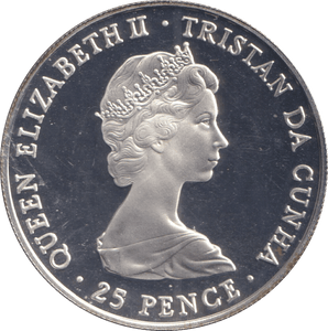1981 TWENTY FIVE PENCE TRISTAN DA CUNHA WEDDING OF PRINCE CHARLES AND LADY DIANA - SILVER WORLD COINS - Cambridgeshire Coins