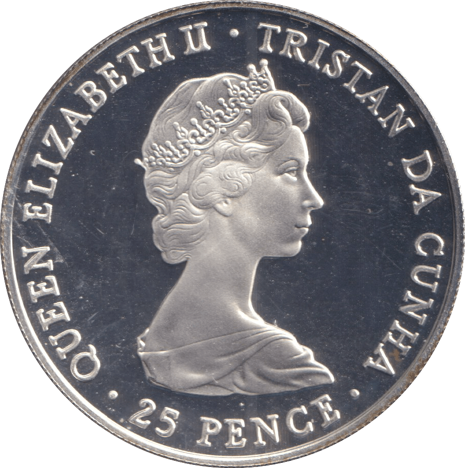 1981 TWENTY FIVE PENCE TRISTAN DA CUNHA WEDDING OF PRINCE CHARLES AND LADY DIANA - SILVER WORLD COINS - Cambridgeshire Coins