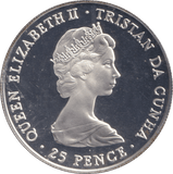 1981 TWENTY FIVE PENCE TRISTAN DA CUNHA WEDDING OF PRINCE CHARLES AND LADY DIANA - SILVER WORLD COINS - Cambridgeshire Coins