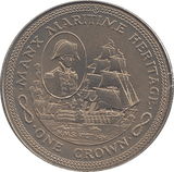 1982 1 CROWN MANX MARITIME HERITAGE ( BU ) - WORLD COINS - Cambridgeshire Coins