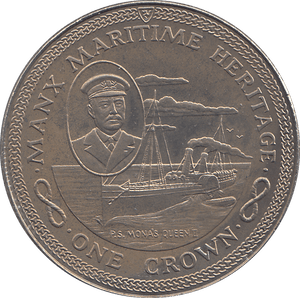 1982 1 CROWN MANX MARITIME HERITAGE ( BU ) - WORLD COINS - Cambridgeshire Coins