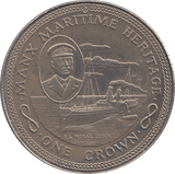 1982 1 CROWN MANX MARITIME HERITAGE ( BU ) - WORLD COINS - Cambridgeshire Coins
