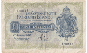 1982 1ST JANUARY ONE POUND BANKNOTE FALKLAND ISLANDS REF - 1601 - WORLD BANKNOTES - Cambridgeshire Coins