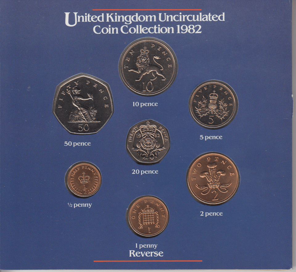 1982 BRILLIANT UNCIRCULATED COIN YEAR SET - Brilliant Uncirculated Year Sets - Cambridgeshire Coins
