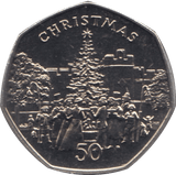 1982 CHRISTMAS 50P CHRISTMAS TREE ISLE OF MAN ( BU ) 'AA' - 50P CHRISTMAS COINS - Cambridgeshire Coins