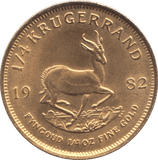 1982 GOLD KRUGERRAND QUARTER OUNCE GOLD SOUTH AFRICA - Gold World Coins - Cambridgeshire Coins