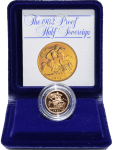 1982 GOLD PROOF HALF SOVEREIGN BOXED - GOLD PROOF HALF SOVEREIGNS - Cambridgeshire Coins