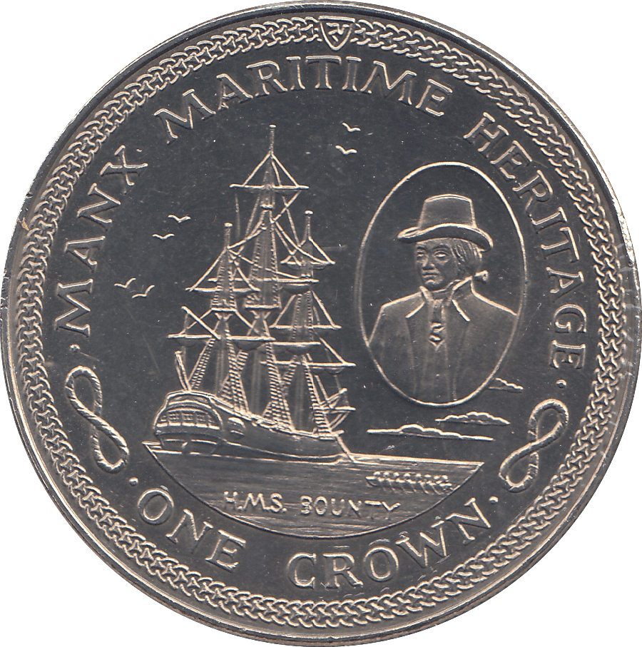 1982 ONE CROWN MANX MARITIME HERITAGE - WORLD COINS - Cambridgeshire Coins