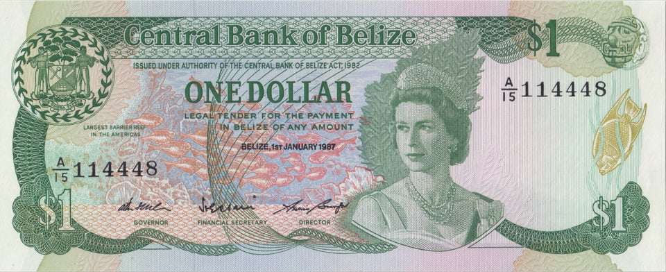 1982 ONE DOLLAR BANKNOTE BELIZE REF 961 - World Banknotes - Cambridgeshire Coins
