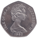 1982 RUSHEN CASTLE TREE 50P ISLE OF MAN ( PROOF ) BB - 50P REGIONAL ISSUES - Cambridgeshire Coins