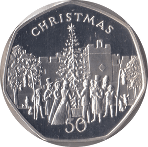 1982 SILVER PROOF CHRISTMAS 50P CHRISTMAS TREE ISLE OF MAN - 50P CHRISTMAS COINS - Cambridgeshire Coins