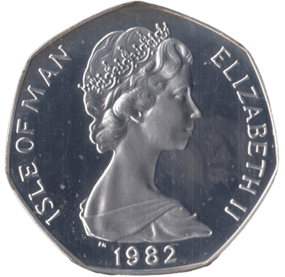 1982 SILVER PROOF CHRISTMAS LARGE 50P CHRISTMAS TREE ISLE OF MAN 2 - 50P REGIONAL ISSUES - Cambridgeshire Coins