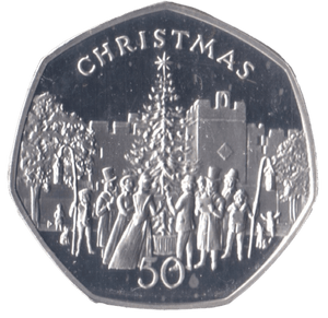 1982 SILVER PROOF CHRISTMAS LARGE 50P CHRISTMAS TREE ISLE OF MAN 2 - 50P REGIONAL ISSUES - Cambridgeshire Coins