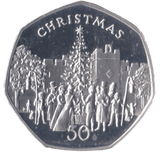 1982 SILVER PROOF CHRISTMAS LARGE 50P CHRISTMAS TREE ISLE OF MAN 2 - 50P REGIONAL ISSUES - Cambridgeshire Coins