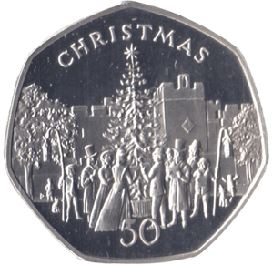 1982 SILVER PROOF CHRISTMAS LARGE 50P CHRISTMAS TREE ISLE OF MAN - 50P REGIONAL ISSUES - Cambridgeshire Coins