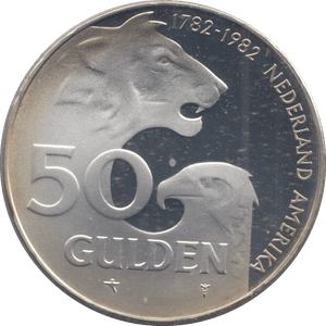 1982 SILVER PROOF NETHERLAND 50 GULDEN - SILVER WORLD COINS - Cambridgeshire Coins