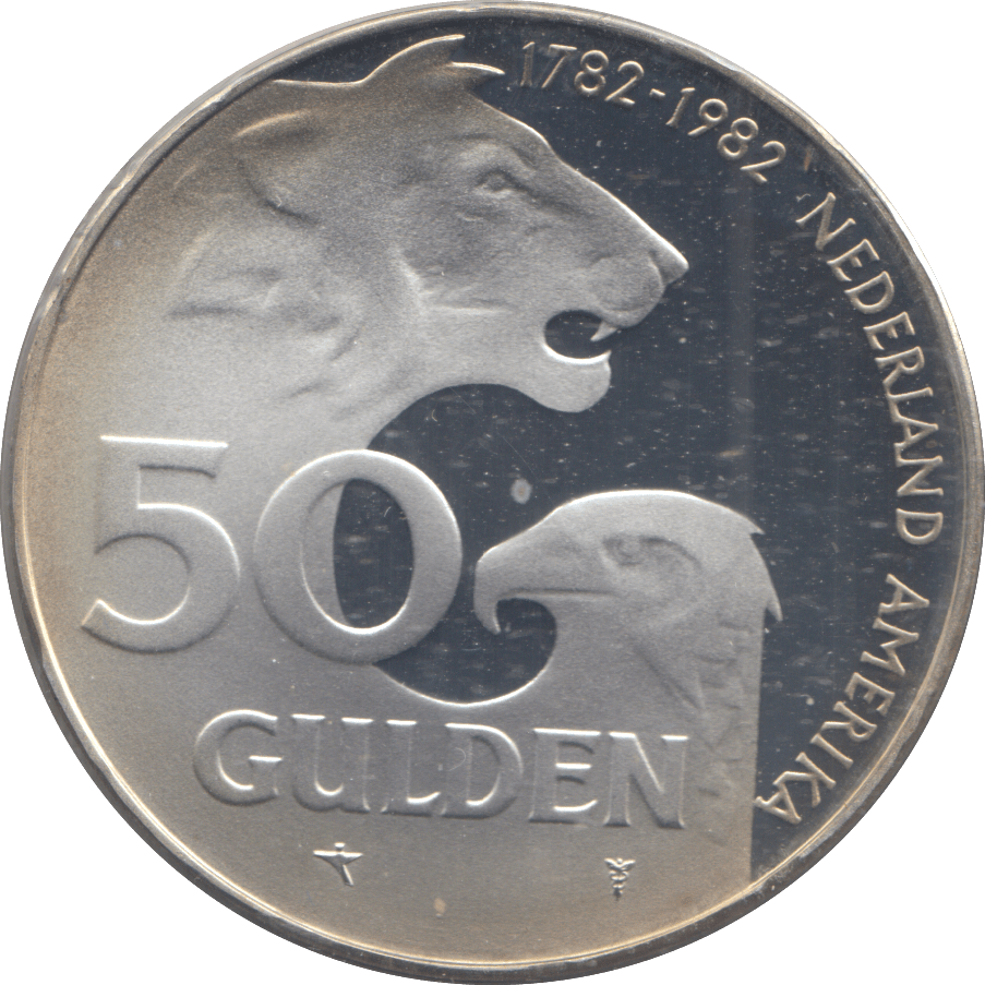 1982 SILVER PROOF NETHERLAND 50 GULDEN - SILVER WORLD COINS - Cambridgeshire Coins