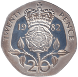 1982 SILVER PROOF PIEDFORT TWENTY PENCE - SILVER WORLD COINS - Cambridgeshire Coins