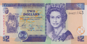 1982 TWO DOLLARS BELIZE BANKNOTE REF-1768 - WORLD BANKNOTES - Cambridgeshire Coins