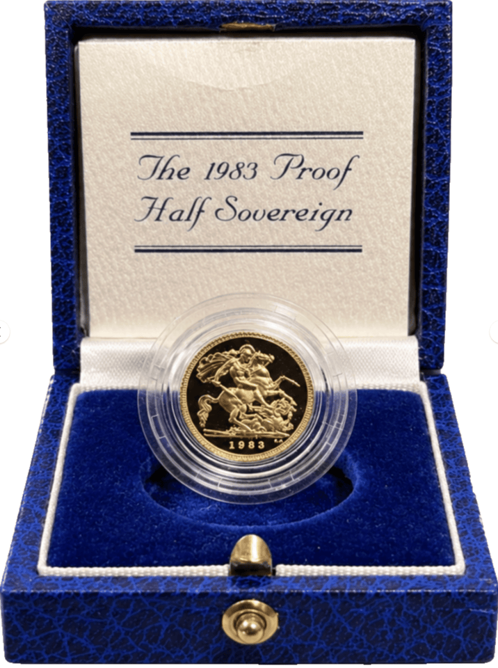 1983 GOLD PROOF HALF SOVEREIGN BOXED - GOLD PROOF HALF SOVEREIGNS - Cambridgeshire Coins