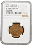 1983 NEW PENCE TWO PENCE MULE ERROR NGC MS 65 RB (RED BROWN ) RARE - NGC OTHER COINS - Cambridgeshire Coins