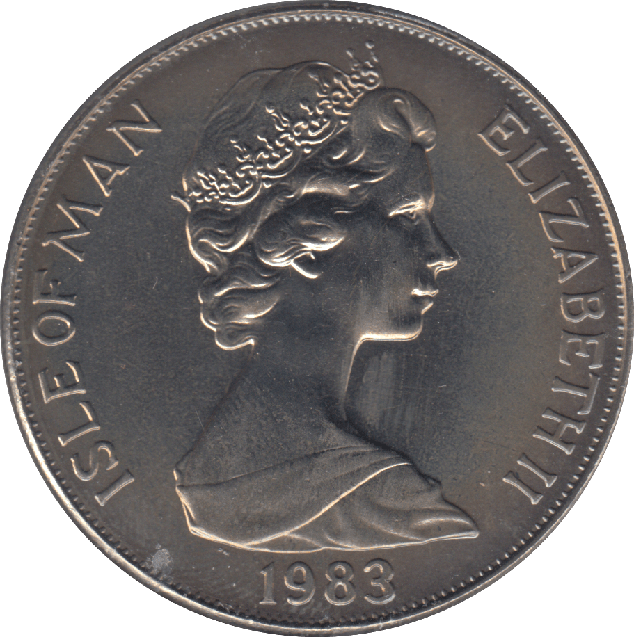 1983 ONE CROWN SILVER ISLE OF MAN - WORLD COINS - Cambridgeshire Coins
