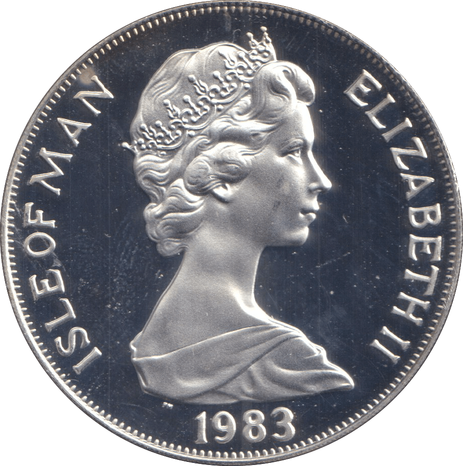 1983 SILVER ONE CROWN ISLE OF MAN BICENTENARY OF MANNED FLIGHT - SILVER WORLD COINS - Cambridgeshire Coins
