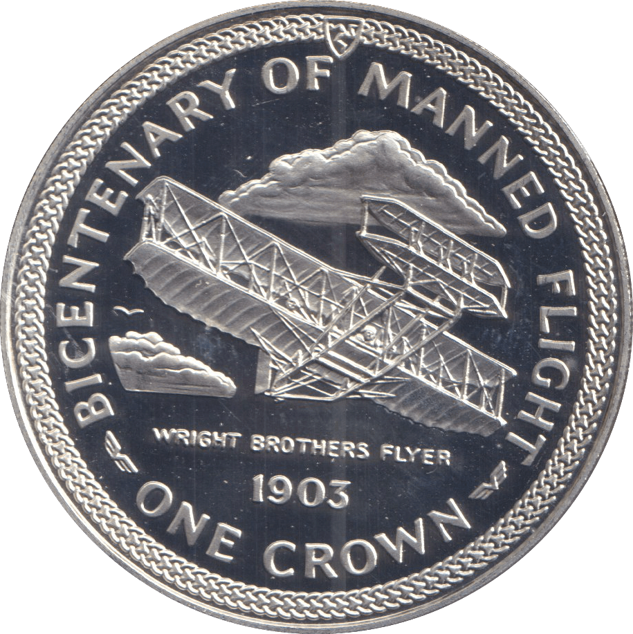 1983 SILVER ONE CROWN ISLE OF MAN BICENTENARY OF MANNED FLIGHT - SILVER WORLD COINS - Cambridgeshire Coins