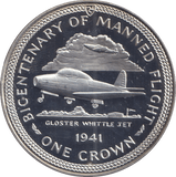 1983 SILVER ONE CROWN ISLE OF MAN BICENTENARY OF MANNED FLIGHT - SILVER WORLD COINS - Cambridgeshire Coins