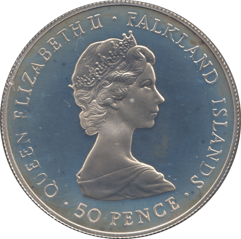 1983 SILVER PROOF FIFTY PENCE FALKLAND ISLANDS - SILVER WORLD COINS - Cambridgeshire Coins