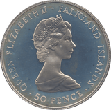 1983 SILVER PROOF FIFTY PENCE FALKLAND ISLANDS - SILVER WORLD COINS - Cambridgeshire Coins